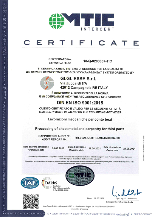 Gi.Gi.Esse Certificazione ISO 9001:2015